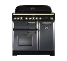 Rangemaster CDL90ECSLB 90cm Classic Deluxe Electric Ceramic Slate Brass Range Cooker 124170