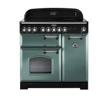 Rangemaster CDL90EIMGC 90cm Classic Deluxe Electric Induction Mineral Green Chrome Range Cooker 127590