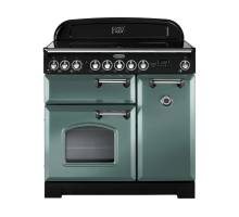 Rangemaster CDL90EIMGC 90cm Classic Deluxe Electric Induction Mineral Green Chrome Range Cooker 127590