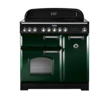 Rangemaster CDL90EIRGC 90cm Classic Deluxe Electric Induction Racing Green Chrome Range Cooker 113690