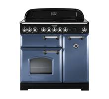 Rangemaster CDL90EISBC 90cm Classic Deluxe Electric Induction Stone Blue Chrome Range Cooker 127580