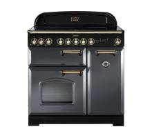 Rangemaster CDL90EISLB 90cm Classic Deluxe Electric Induction Slate Brass Range Cooker 124160