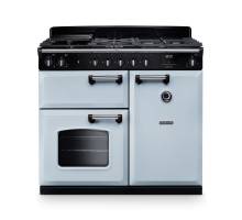 Rangemaster CL100DFPMSBCM1 100cm Classic Dual Fuel Range Cooker in Miosty Blue with chrome trim