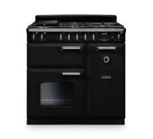 Rangemaster CL90DFPGBL Classic 90cm dual fuel range cooker in gloss black with chrome trim