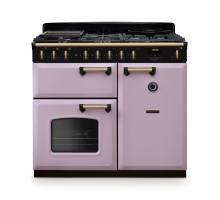 Rangemaster CLDL100DFPHTHAB1 Classic Deluxe 100cm dual fuel range cooker in heather with antique brass trim
