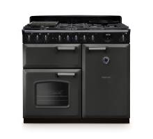Rangemaster CLDL100DFPSLTCM1 100cm Classic Deluxe Dual Fuel Range Cooker in slate with chrome trim