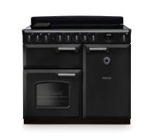 Rangemaster CLDL100EIPCBLCM1 100cm Classic Deluxe Induction Range Cooker in charcoal black with chrome trim
