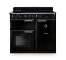 Rangemaster CLDL100EIPGBLCM1 100cm Classic Deluxe Induction Range Cooker in gloss black with chrome trim