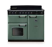 Rangemaster CLDL100EIPMGRCM1 100cm Classic Deluxe Induction Range Cooker in mineral green with chrome trim