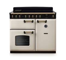Rangemaster CLDL100EIPPCRAB1 100cm Classic Deluxe Induction Range Cooker in pale cream with antique brass trim