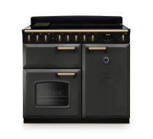 Rangemaster CLDL100EIPSLTAB1 100cm Classic Deluxe Induction Range Cooker in slate with antique brass trim