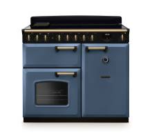 Rangemaster CLDL100EIPSTBAB1 100cm Classic Deluxe Induction Range Cooker in stone blue with antique brass trim