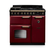 Rangemaster CLDL90DFPBORAB1 90cm Classic Deluxe Dual Fuel Range Cooker in Bordeaux with Antique Brass Trim