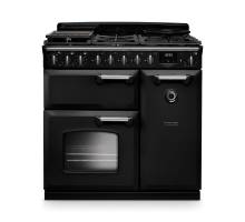 Rangemaster CLDL90DFPCBLCM1 90cm Classic Deluxe Dual Fuel Range Cooker in Charcoal Black with Chrome Trim