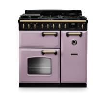 Rangemaster CLDL90DFPHTHAB1 90cm Classic Deluxe Dual Fuel Range Cooker in Heather with Antique Brass Trim