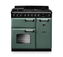 Rangemaster CLDL90DFPMGRCM1 90cm Classic Deluxe Dual Fuel Range Cooker in Mineral Green with Chrome Trim