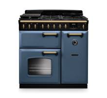 Rangemaster CLDL90DFPSTBAB1 90cm Classic Deluxe Dual Fuel Range Cooker in Stone Blue with Antique Brass Trim