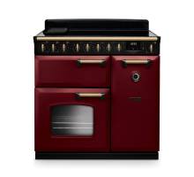 Rangemaster CLDL90EIPBORAB1 90cm Classic Deluxe Induction Range Cooker in Bordeaux with Antique Brass Trim