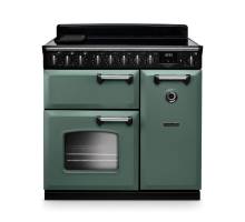 Rangemaster CLDL90EIPMGRCM1 90cm Classic Deluxe Induction Range Cooker in Mineral Green with Chrome Trim