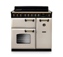 Rangemaster CLDL90EIPPCRAB1 90cm Classic Deluxe Dual Fuel Range Cooker in Pale Cream with Antique Brass Trim