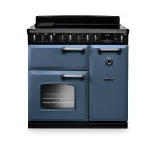 Rangemaster CLDL90EIPSTBCM1 90cm Classic Deluxe Induction Range Cooker in Slate Blue with Chrome Trim