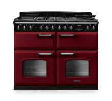 Rangemaster CLDLB110DFPBORCM1 Classic Deluxe 110cm dual fuel range cooker in bordeaux with chrome trim