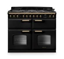 Rangemaster CLDLB110DFPCBLAB1 110cm Classic Deluxe Dual Fuel Range Cooker in Charcoal black with Antique Brass Trim