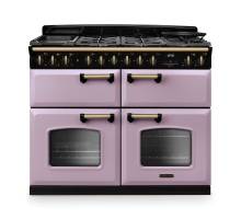 Rangemaster CLDLB110DFPHTHAB1 Classic Deluxe 110cm dual fuel range cooker in heather with antique brass trim