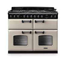 Rangemaster CLDLB110DFPPCRCM1 Classic Deluxe 110cm dual fuel range cooker in pale cream with chrome trim