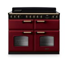 Rangemaster CLDLB110EIPBORAB1 110cm Classic Deluxe Induction Range Cooker in Bordeaux with Antique Brass Trim