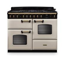 Rangemaster CLDLO110DFPPCRAB1 110cm Classic Deluxe Dual Fuel Range Cooker in Pale Cream and Antique Brass Trim