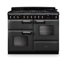 Rangemaster CLDLO110DFPSLTCM1 Classic Deluxe 110cm dual fuel range cooker in slate with chrome trim