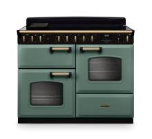 Rangemaster CLDLO110EIPMGRAB1 110cm Classic Deluxe Induction Range Cooker in Mineral Green with Chrome Trim