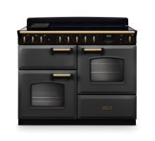 Rangemaster CLDLO110EIPSLTAB1 110cm Classic Deluxe Induction Range Cooker in Slate with Antique Brass Trim