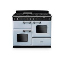 Rangemaster CLO110DFPMSBCM1 110cm Classic Dual Fuel Range Cooker in Misty Blue with chrome trim