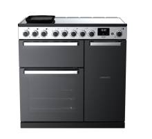 Rangemaster EDDL100EIGBLKCM1 - 100cm Edge Deluxe Induction Black Glass Chrome Range Cooker 15812