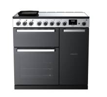 Rangemaster EDDL90EIGBLKCM1 - 90cm Edge Deluxe Induction Black GlassChrome Range Cooker 15802
