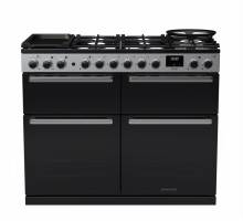 Rangemaster EDDLB110DFGBLKCM1 - 110cm Edge Deluxe Dual Fuel Black Glass Chrome Range Cooker 15828