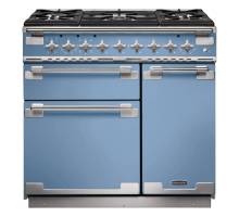 Rangemaster ELS90DFFCA - 90cm Elise Dual Fuel China Blue Brushed Chrome Range Cooker 108430