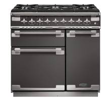 Rangemaster ELS90DFFSL - 90cm Elise Dual Fuel Slate Brushed Chrome Range Cooker 108470