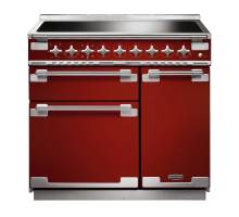 Rangemaster ELS90EIRD - 90cm Elise Induction Cherry Red Brushed Chrome Range Cooker 107880