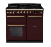 Rangemaster ESDL100DFPBORAB1 - 100cm Estel Deluxe Dual Fuel Bordeaux Antique Brass Range Cooker 18077