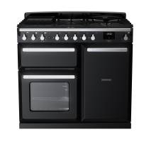 Rangemaster ESDL100DFPGBLCM1 - 100cm Estel Deluxe Dual Fuel Gloss Black Chrome Range Cooker 15078