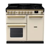 Rangemaster ESDL100DFPPCRAB1 - 100cm Estel Deluxe Dual Fuel Pale Cream Antique Brass Range Cooker 18076