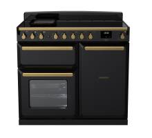 Rangemaster ESDL100EIPGBLAB1 - 100cm Estel Deluxe Induction Gloss Black Antique Brass Range Cooker 18088
