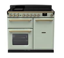Rangemaster ESDL100EIPMNTAB1 - 100cm Estel Deluxe Induction Mint Antique Brass Range Cooker 18094