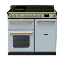 Rangemaster ESDL100EIPMSBAB1 - 100cm Estel Deluxe Induction Misty Blue Antique Brass Range Cooker 18092