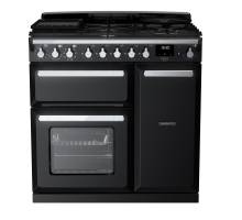 Rangemaster ESDL90DFPGBLCM1 - 90cm Estel Deluxe Dual Fuel Black Gloss Chrome Range Cooker 14976