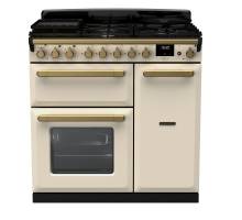 Rangemaster ESDL90DFPPCRAB1 - 90cm Estel Deluxe Dual Fuel Pale Cream Antique Brass Range Cooker 18034