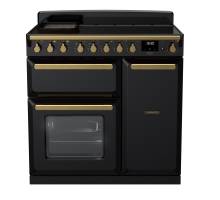 Rangemaster ESDL90EIPGBLAB1 - 90cm Estel Deluxe Induction Gloss Black Antique Brass Range Cooker 18053